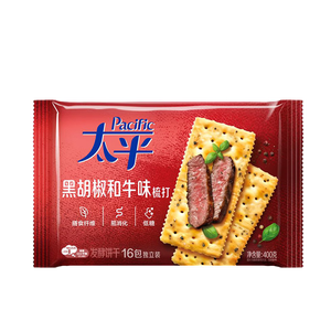 太平苏打饼干 黑胡椒和牛味400g低糖易消化含膳食纤维 零食早餐下午茶