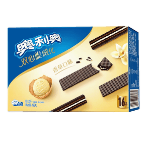 奥利奥（Oreo）双心脆威化饼干 香草味 192g 办公室休闲零食早餐 下午茶16条装