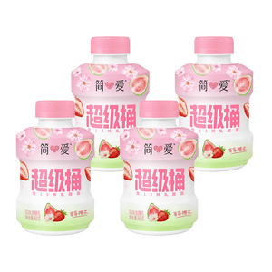 简爱超级桶樱花草莓裸酸奶大桶分享装 风味发酵乳360g*4瓶