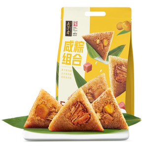 五芳斋粽子 中华老字号嘉兴特产加热即食早餐零食 真空咸粽组合600克