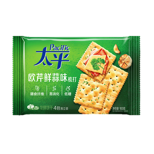 太平苏打饼干 欧芹鲜蒜味100g 低糖易消化含膳食纤维 零食早餐下午茶