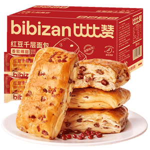 比比赞（BIBIZAN）红豆千层面包1000g整箱早餐面包吐司饼干蛋糕点心休闲零食品
