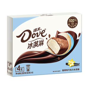 德芙（Dove）冰淇淋 香草口味50g*4支 雪糕 冰激淋