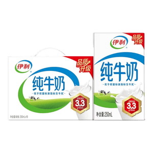 伊利纯牛奶18盒 全脂牛奶优质乳蛋白 营养早餐伴侣 5-6月产 250ml*18盒/箱