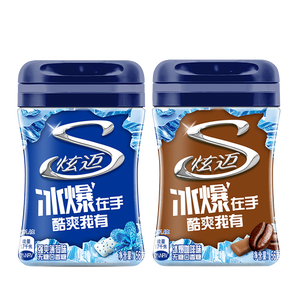 炫迈冰爆无糖口香糖 薄荷味+咖啡味 40粒56g*2瓶 糖果零食 提神