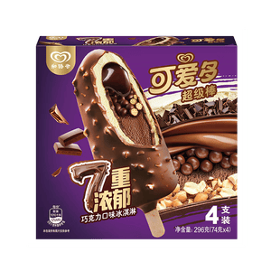 可爱多【曾舜晞推荐】可爱多超级棒7重浓郁巧克力味冰淇淋 4支装