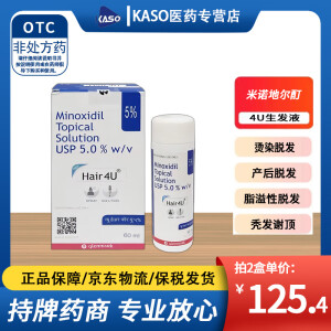 【香港仓】进口4U生发液生发洗发水米诺地尔酊5%米诺地尔搽剂男女增发剂喷雾营养精华液GLENMARK Hair 4U生发液 60ml/盒*1