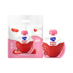蒙牛纯甄吸吸酸奶「草莓果粒」100g*10袋*1提 宝宝酸奶袋装儿童酸牛奶