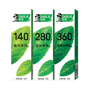 好来（DARLIE）原黑人至尊浓薄荷牙膏24H长效清新口气减少口气菌3阶挑战120g*3