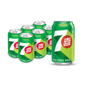 百事可乐七喜7UP 柠檬味 碳酸饮料汽水 330ml*6听胖罐