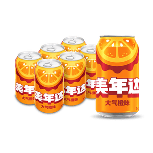 百事可乐美年达 大气橙味汽水碳酸饮料330ml*6听 新老包装随机