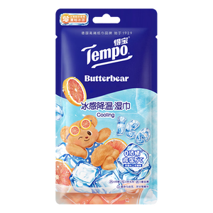 得宝（TEMPO）黄油小熊联名 冰感毛巾1片*1包 超大超厚 清凉湿巾 户外降温湿巾