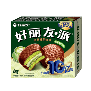 好丽友（ORION）巧克派清新抹茶派12枚432g 营养早餐面包蛋糕休闲零食办公室解馋