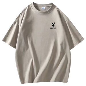 花花公子（PLAYBOY）【两件装】纯棉短袖T恤男半袖服男士夏季新款宽松休闲纯色上衣 灰色短袖+卡其短袖 （花花公子） 2XL 【135-150斤】