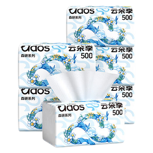 云朵季500张大包抽纸5层加厚纸巾优等品家用餐巾纸卫生纸大尺寸面巾纸 5层 500张*5包