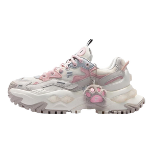 FILA FUSION熊猫硬糖鞋丨斐乐女鞋厚底休闲鞋女猫爪挂件运动鞋女硬糖休闲鞋女 奶白/薄雾灰-GC 37.5