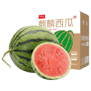 京鲜生无籽麒麟西瓜 净重7-9斤 1粒 生鲜水果源头直发