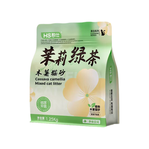 憨仕纯木薯猫砂无尘除臭碳晶纯植物木薯矿砂防臭吸水结团不粘底 【茉莉绿茶】纯木薯砂2.5斤*1包