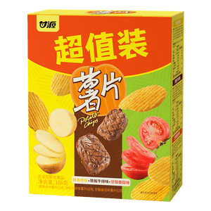 甘源牌烘焙薯片非油炸186g牛排味番茄味原切混合休闲零食膨化食品
