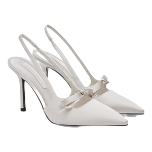 CHARLES&KEITH缎面蝴蝶结尖头高跟凉鞋女生日礼物送女友CK1-60361556 Light Grey浅灰色 37