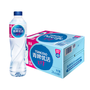 青啤优活纯净水550ml*24瓶饮用水整箱装商用会议公司用水 新老包装发货