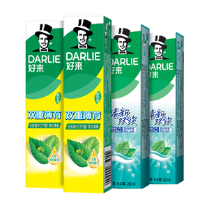 好来（DARLIE）原黑人清新双效薄荷牙膏深层去渍长效减菌含氟防蛀锁钙固齿200g*4