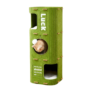 【欢迎比价】巨型多层猫窝四季通用猫爬架树洞猫窝猫咪抓板 树洞款军绿色 35*35*90cm（四层站台，三洞）