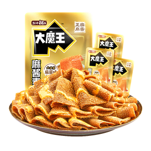 盐津铺子大魔王六必居麻酱混合味约450g约50包素毛肚魔芋爽火锅小吃零食