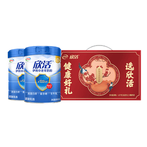 伊利欣活中老年奶粉 礼品礼盒 营养富硒高钙高蛋白0蔗糖 800g*2
