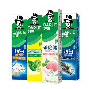 好来（DARLIE）原黑人超白小苏打薄荷茶牙膏焕白多效去渍清新口气护龈4支715g