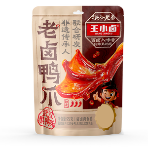 王小卤老卤鸭爪鸭掌卤味鸭货休闲鸭肉零食鸭脚独立包装黑鸭味95g含3只