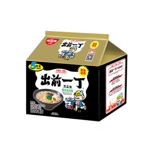 出前一丁（NISSIN）日清 进口方便面 黑蒜油猪骨汤味96g*5袋 泡面热门商品