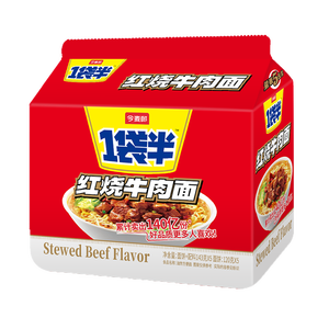 今麦郎方便面一袋半 泡面袋装大面块速食宵夜 红烧牛肉味五连包