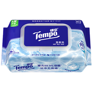得宝（TEMPO）一博同款 纯水湿厕纸 80片*1包 深澈水感私密呵护 可冲散 湿纸巾 