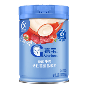 嘉宝（GERBER）番茄牛肉谷物高铁米粉婴幼儿米粉宝宝辅食米糊250g6月+100%真验厂