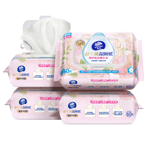 维达（Vinda）益生菌湿厕纸 60片*4包 女性经期温和私处清洁湿纸巾厕纸湿厕巾