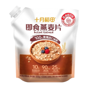 十月稻田 即食燕麦片 500g 早餐速食即食  膳食纤维 营养无添加蔗糖 轻食