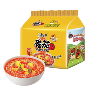 康师傅 方便面 经典番茄鸡蛋牛肉面五连包115g*5 泡面袋装速食 方便食品