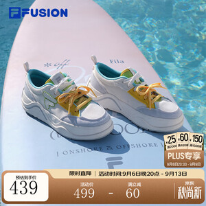 FILA斐乐女鞋50-50帆布鞋 | 潮牌厚底帆布鞋透气增高板鞋女 奶白/精灵绿-GG 40
