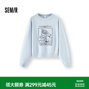 森马（Semir）森马JUJU联名卫衣女秋季落肩宽松图案印花衣服趣味个性小个子上衣 冰蓝80934 3XL