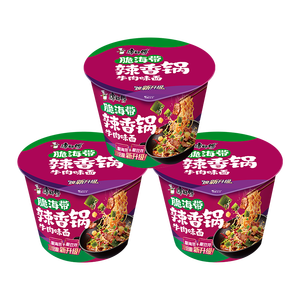 康师傅方便面 经典脆海带辣香锅牛肉面129g*3桶 泡面桶装速食 方便食品