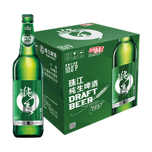 珠江啤酒（PEARL RIVER）10度 珠江纯生啤酒 600ml*12瓶 整箱装