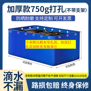 有她帆布池帆布鱼池专用加厚带支架防水布刀刮布养鱼池蓄水池庭院鱼池 5*3*1米高750g帆布不带支架