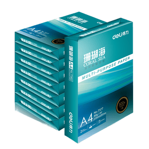 得力（deli）珊瑚海A4打印纸 80g500张*8包一箱 双面使用 加厚复印纸 整箱4000张7351【销冠系列】