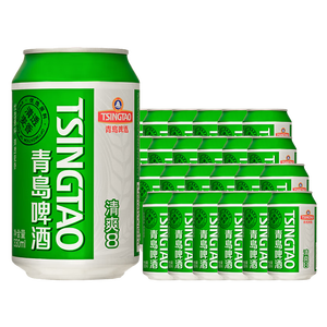 青岛啤酒（TsingTao）清爽原麦汁浓度8°P330ml*24听 整箱装新老包装随机发