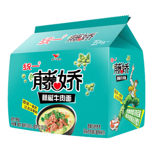 统一藤娇  藤椒牛肉面 袋装 100g*5袋 五连包 方便面速食面泡面 