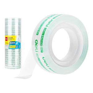 得力（deli）易撕透明胶带 12mm*30y高粘小胶带 开学必备学习用品 错题整理学生文具 12卷/筒 办公用品 30015
