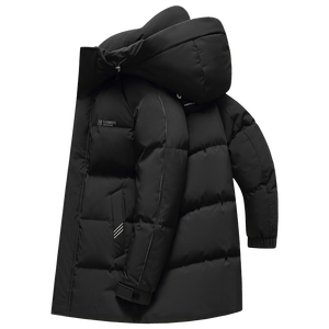 雪中飞【轻奢鹅绒】羽绒服男中长款连帽加厚保暖防寒商务休闲外套男