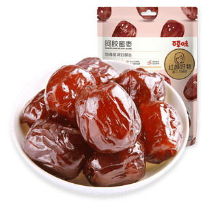 百草味 红枣蜜饯果干休闲零食 果干去核特产枣子 阿胶蜜枣228g/袋