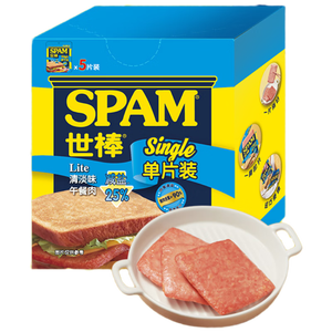 世棒（SPAM）午餐肉清淡口味单片装60g*5 一人食早餐火锅开袋即食独立应急包装